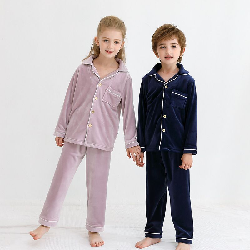 Children's Pyjamas Set Flannel Spring And Autumn Thickened Baby Large Children's Home Wear For Boys And Girls Parent-child Pyjamas_voghion.com