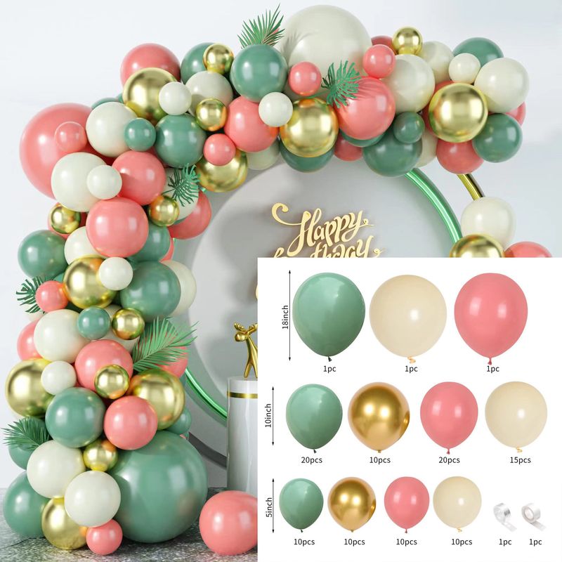 Palloncino rosa a forma di catena verde, decorazione per arco di apertura, festa di compleanno e matrimonio_voghion.com