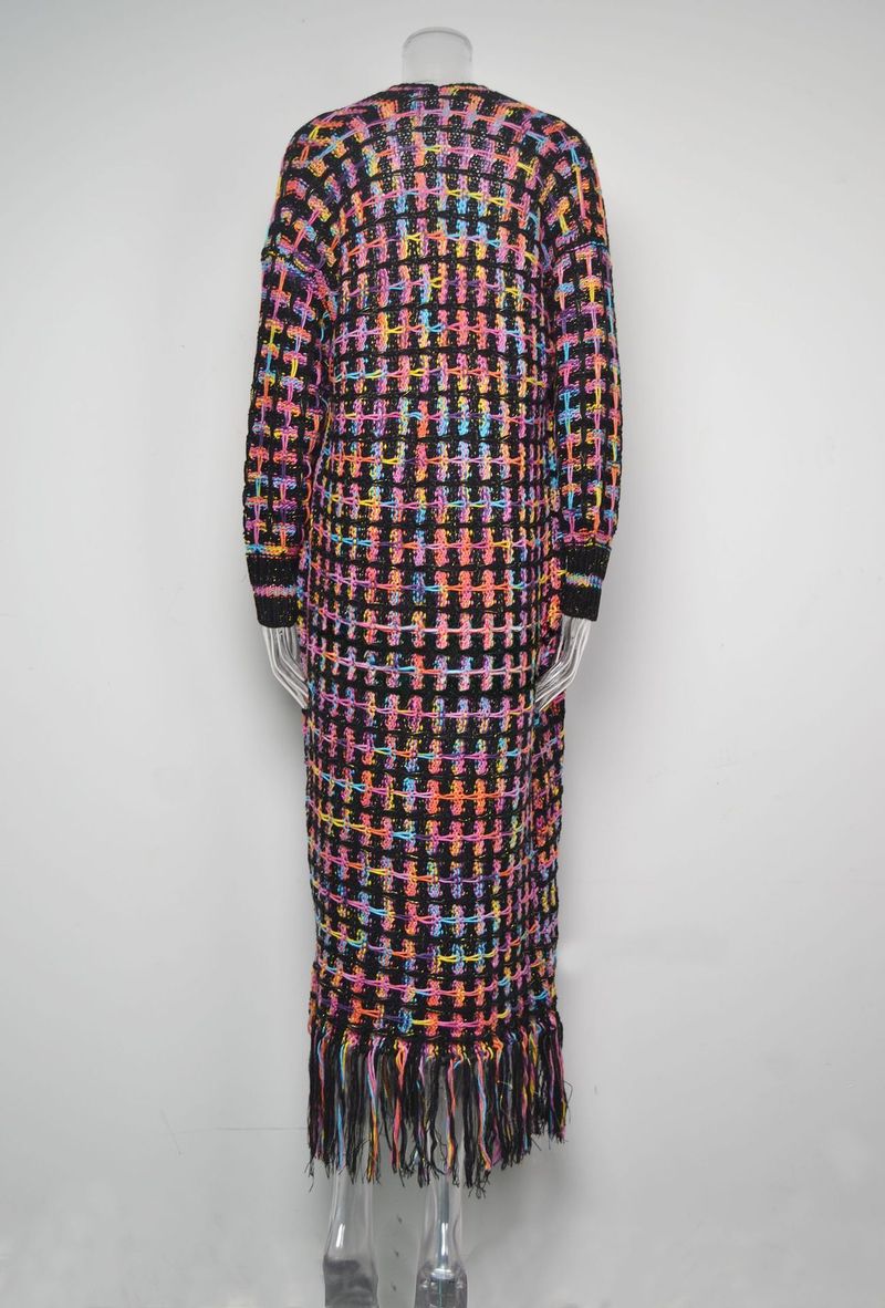 K New Plus Size Long Cardigan With Tassels; Women's Hot Style._voghion.com