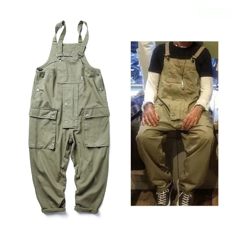 Amerikanska casual jumpsuit med strumpebandshållare för män, Amikaki trendiga märkeslösa camisolbyxor för arbetare_voghion.com