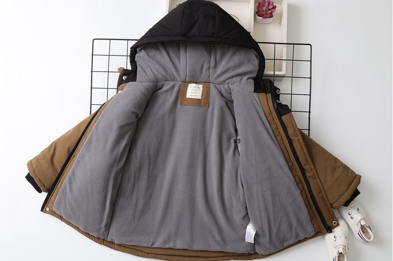 Boys' Color-Block Fleece-Lined Padded Jacket – Thick Winter Coat With Hood (120-170cm, 4 Colors)_voghion.com