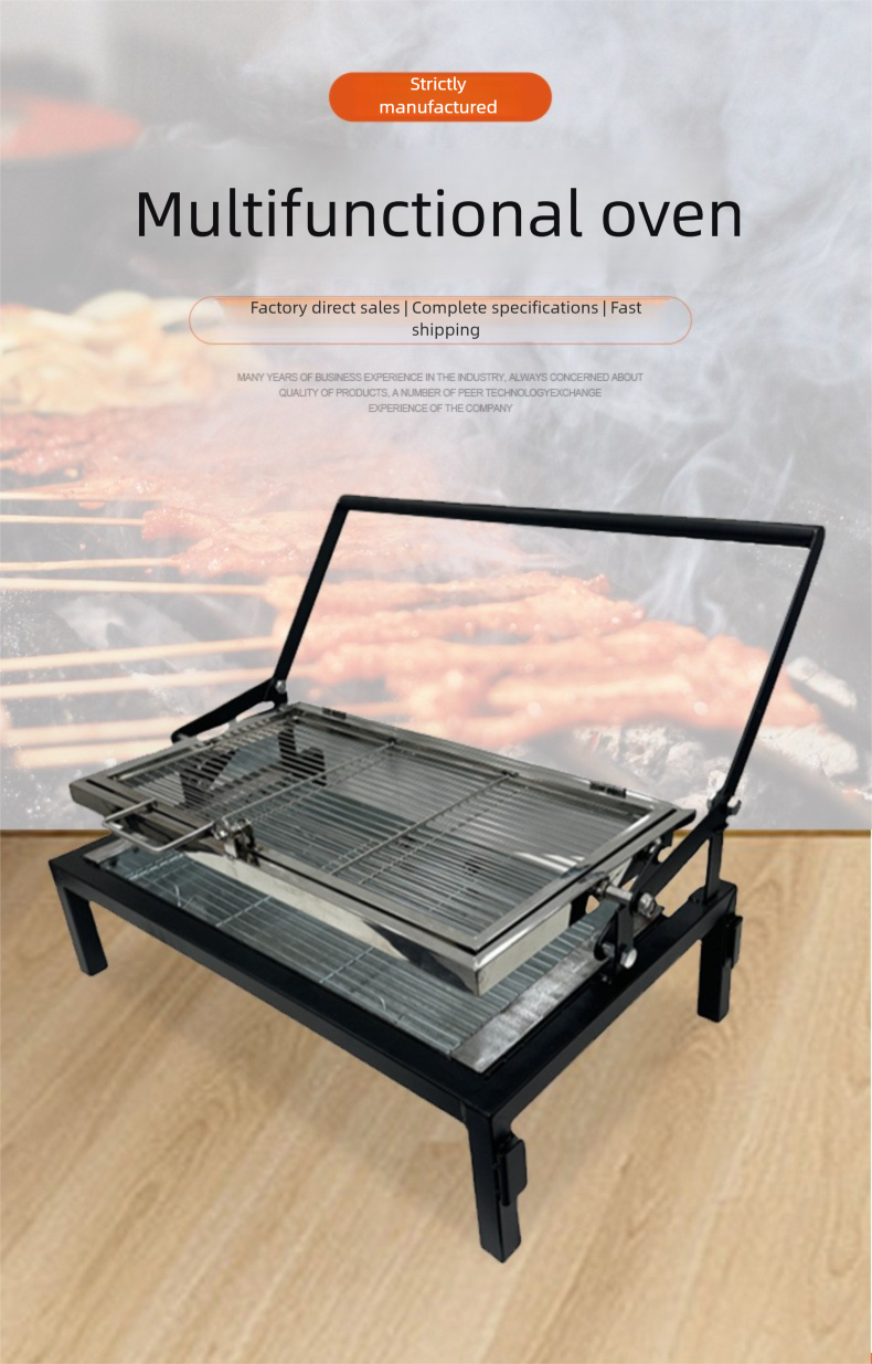 Nuovo barbecue girevole pieghevole portatile da campeggio Flip BBQ per uso domestico, griglia a spiedo brevettata_voghion.com