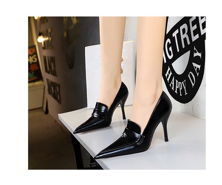 958-1 Wind Women's Pointed Toe, Shoes, High Heels, Slim Fit, Deep Mouth Single Shoes_voghion.com