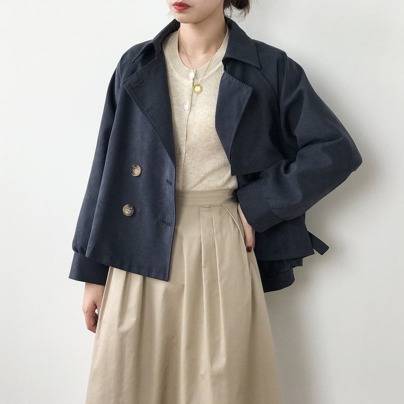 Women's Clothing spring new retro short windbreaker for small men female chic loose temperament coat 7962_voghion.com