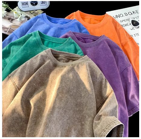 230g gewaschenes, wachsgefärbtes Vintage T-Shirt, spezielle trendige Übergröße, Einzelstückverpackung_voghion.com