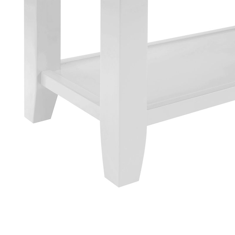 Retro Design Console Table With Two Open Shelves, Pine Solid Wood Frame And Legs For Living Room_voghion.com