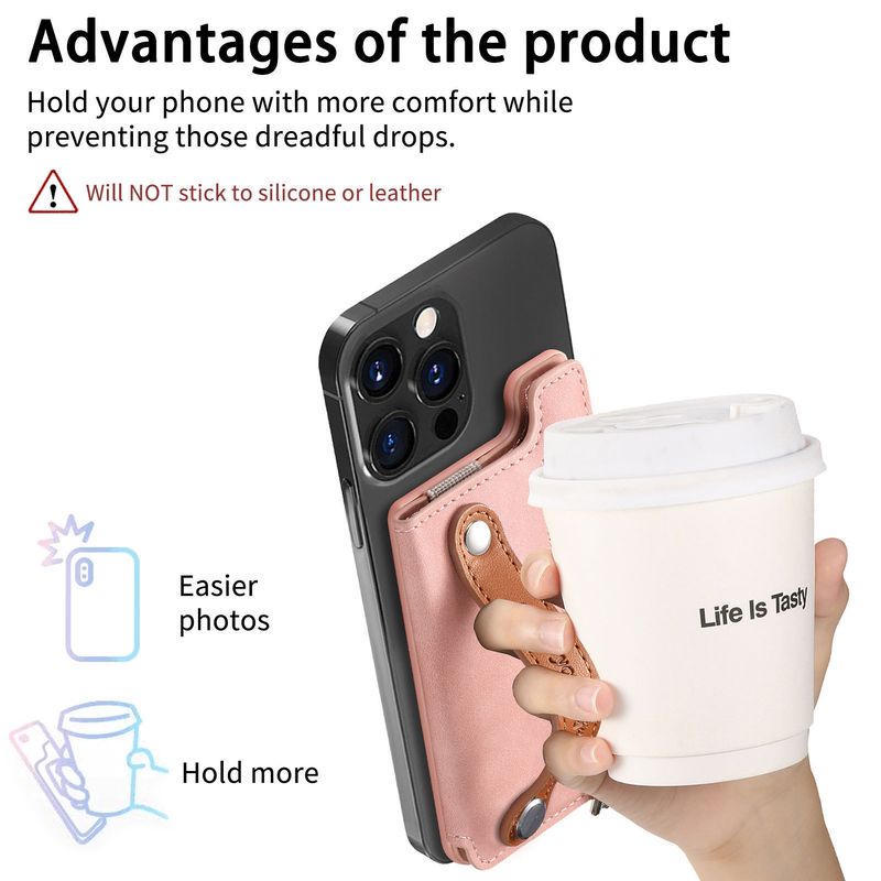 TechGlobe New Srong Magneic Holder Wih Reracable Wris Srap, Lef And Righ Flip, Card Inserion, Coin Sorage_voghion.com