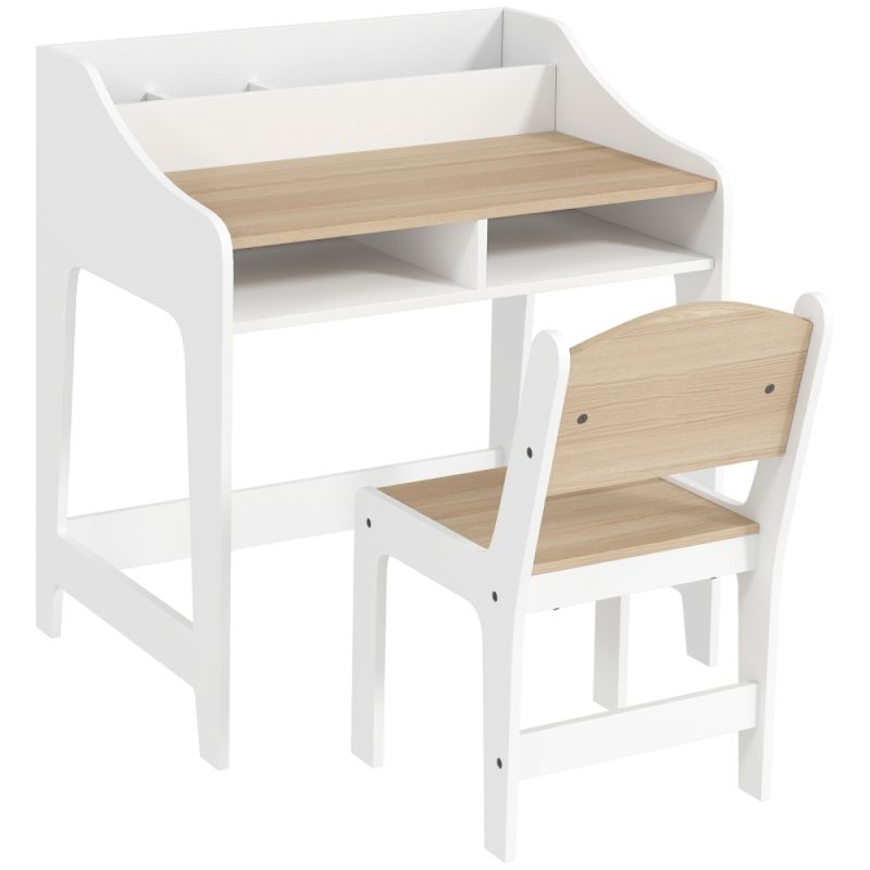 Kinder-Schreibtisch-Set Mit Stauraum, Offene Fächer, Stuhl, 3-8 Jahre, Holz_voghion.com