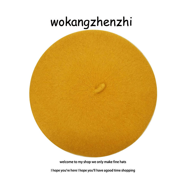 Wełniany beret damski Ishihara Satomi beret w tym samym stylu jesienno-zimowy wełniany beret retro niebieska czapka malarza_voghion.com