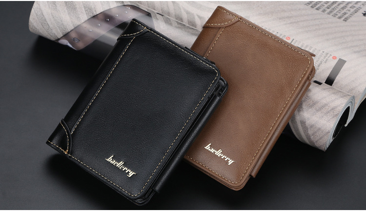 Baellerry Brieftasche Herren Kurze europäische und amerikanische Multi-Karten-Position Trifold Zipper Zero Wallet Mode dünne Kartentasche Männer_voghion.com