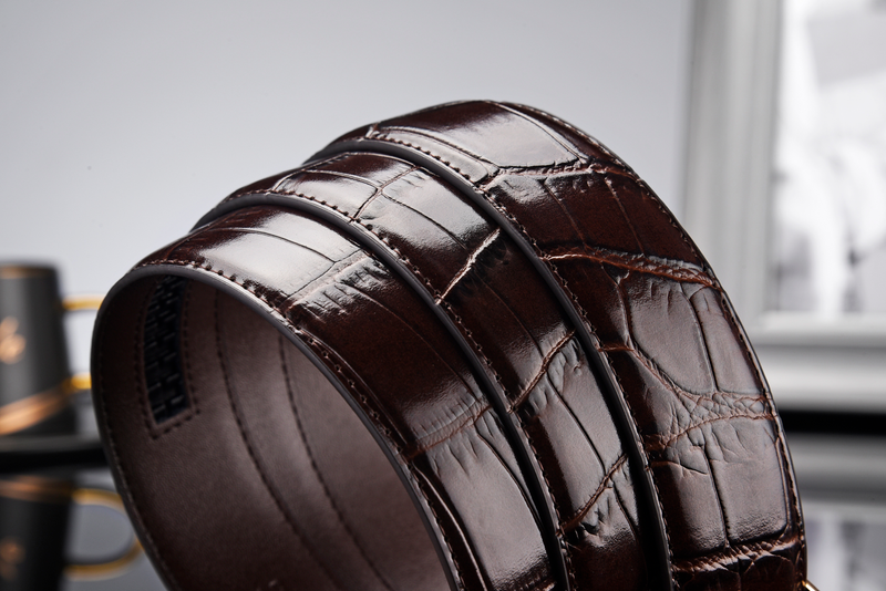 Hot trend automatic buckle cowhide gift box men's simple senior luxury personality business leather men and women belt 3.5CM_voghion.com