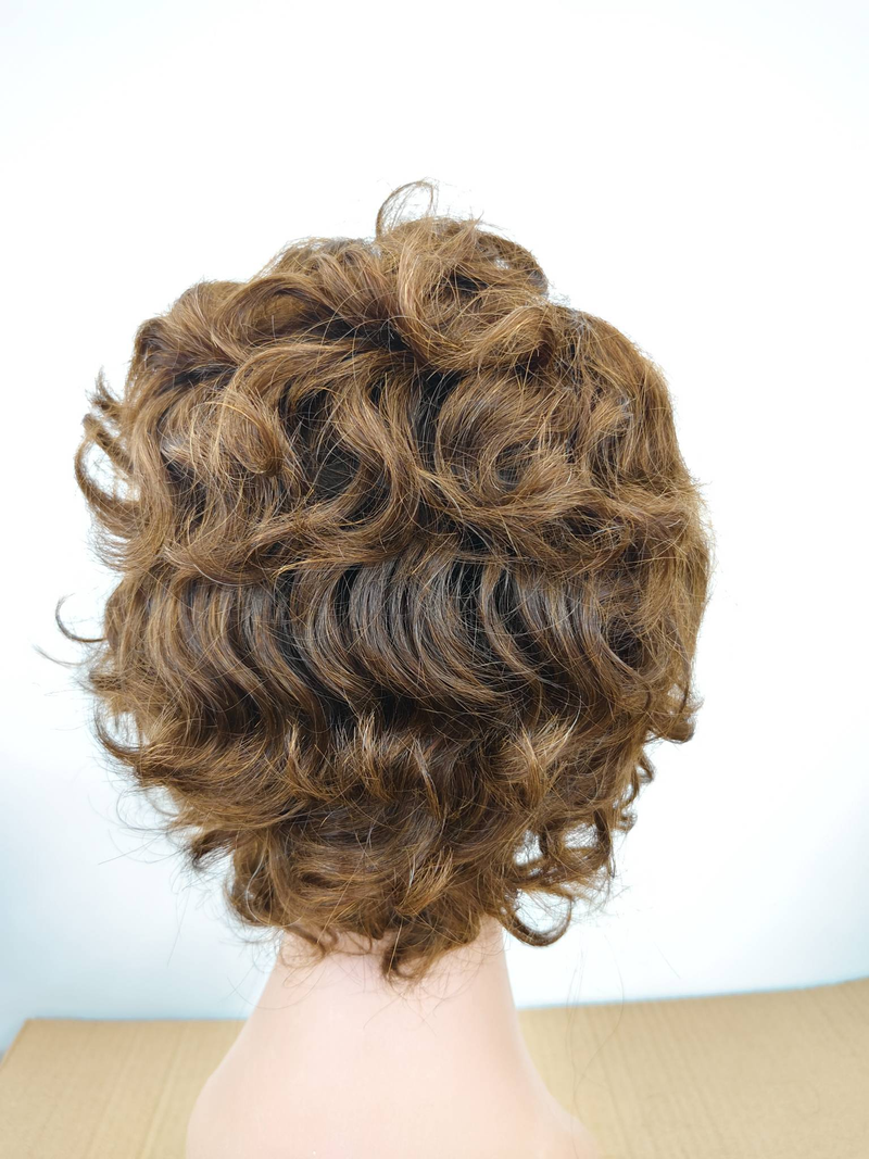 Peluca corta barata Rizado Bob Onda de agua 13x4 Peluca delantera de encaje Peluca de cabello 100% humano Suelta Onda profunda Frontal Bob Teje Pelucas sin pegamento para mujeres_voghion.com