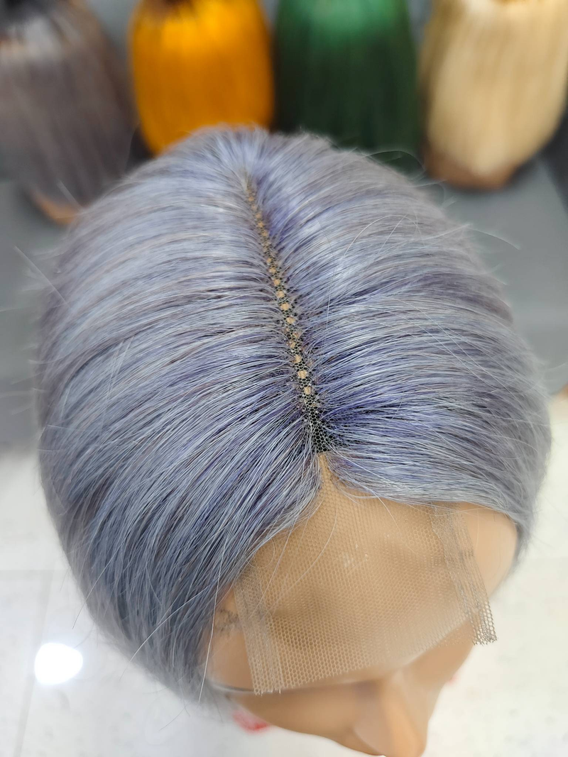 Spezielle Farbe 100 % Echthaar Kurzer Bob 2x6 Lace Closure Perücke Dichte 200 % für Frau_voghion.com