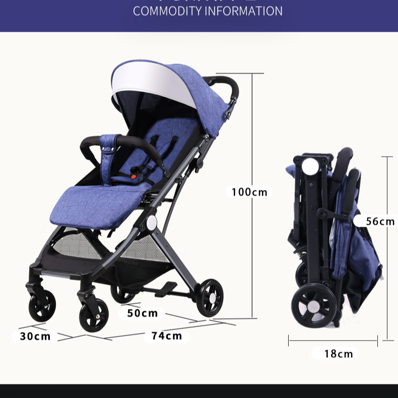 Kinderwagen mit drei Sitzen und Liegen, leicht und zusammenklappbar, tragbarer Kinderwagen mit einfacher Zugstange_voghion.com