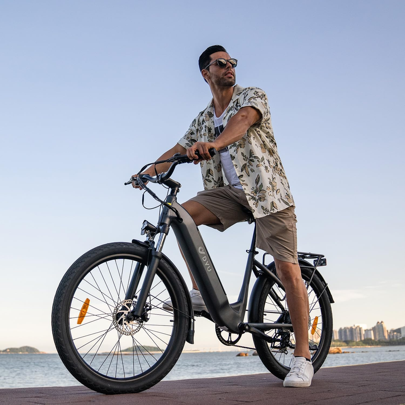 DYU C1 Elektresch Vëlo Fir Erwuessener, 26 Zoll All-Terrain Stadpendler Ebike Mat 350W Motor, 36V 10Ah Batterie_voghion.com