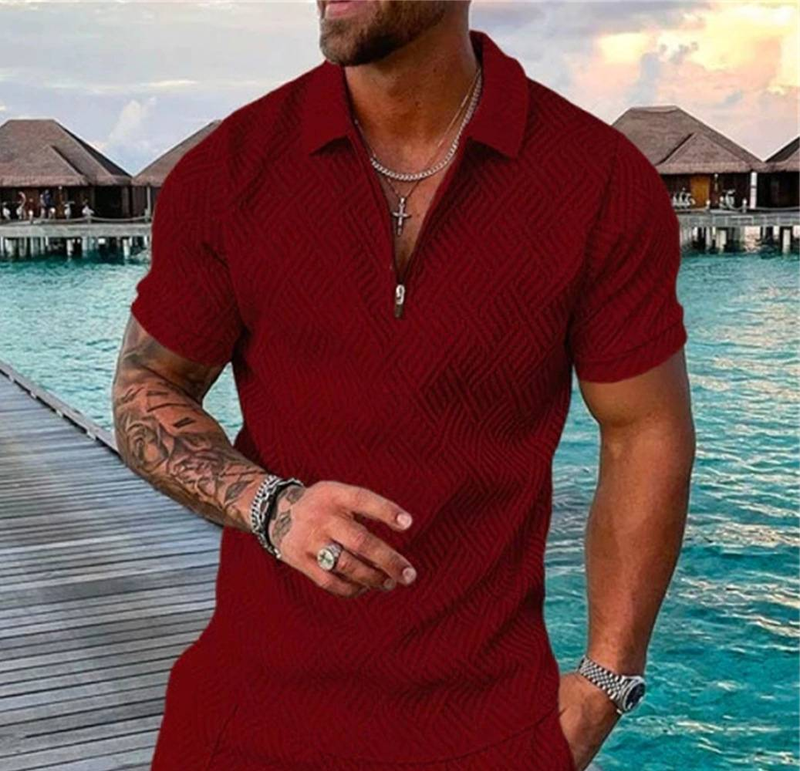 Neues Sommer-T-Shirt für Herren mit lässigem Revers, gewöhnliches, lässiges, einfarbiges 3D-gedrucktes Sommer-T-Shirt_voghion.com