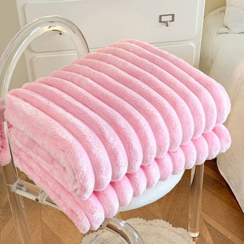 Brede gestreepte deken, effen kleur, multifunctionele flanellen deken, dik materiaal, geschikt voor slaapkamer, woonkamer of bank_voghion.com
