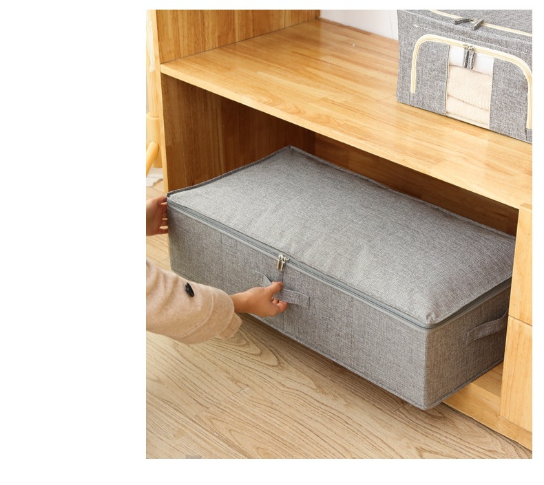 Under Bed Storage Box - 2-Pack Flat Drawer Organizers For Clothes & Blankets (Clear Plastic Space-Saving Easy Slide Design 15" Height Gray/White)_voghion.com