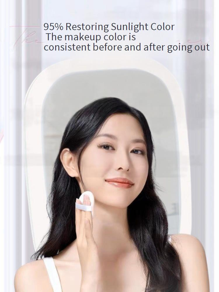 Miroir de courtoisie LED avec lumières - Miroir de maquillage portable pour filles, dortoirs et voyages (commande tactile, 3 modes de couleur, rotation à 360°, rechargeable par USB)_voghion.com