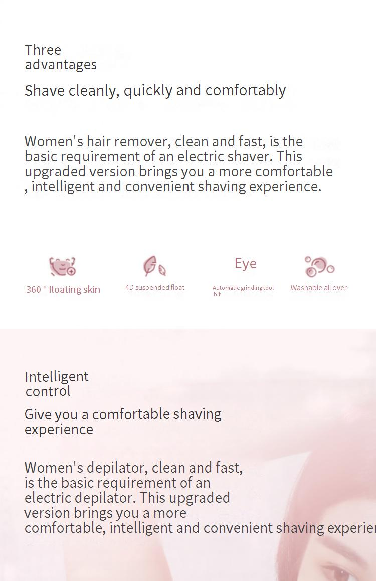 Aparelho elétrico para depilação feminina - Aparador de biquíni e depilador corporal indolor (lâminas hipoalergênicas, sem fio, à prova d'água e recarregáveis)_voghion.com