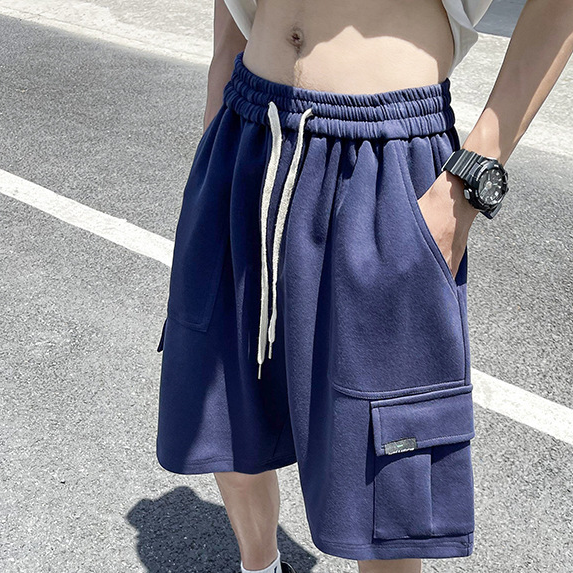 Men's Cargo Shorts - Heavyweight Cotton Workwear Shorts With Drawstring Waist, Casual Basketball Style, High Elasticity For Summer Comfort_voghion.com