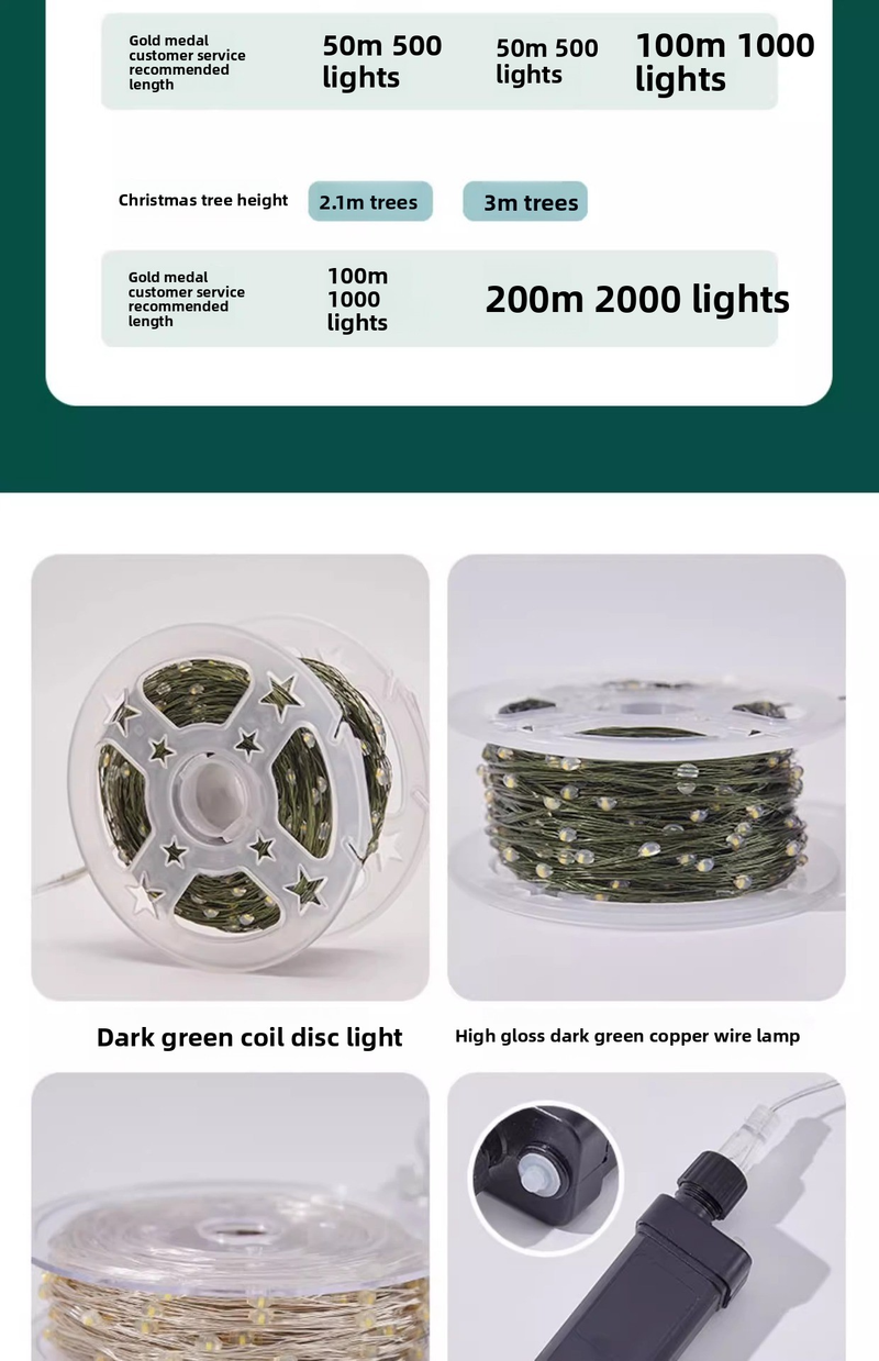 100 m Weihnachtslichterkette – Philips LED-Lichterkette aus Kupferdraht, IP44 wasserdicht, Fernbedienung, 8 Modi (2000 LEDs, 6000 Stunden Lebensdauer)_voghion.com