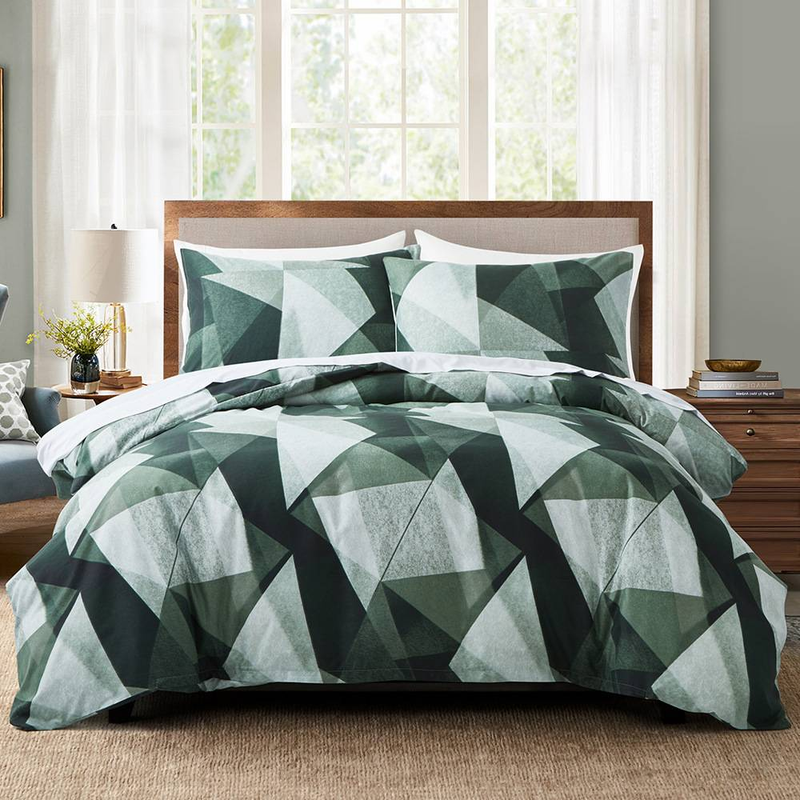 Parure de lit moderne à imprimé géométrique – Parure de lit réversible de style nordique avec tissu brossé de qualité supérieure_voghion.com