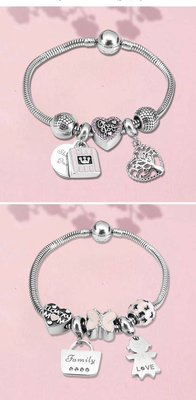Perline fai da te in acciaio inossidabile per gioielli da donna con design a cuore per realizzare braccialetti, accessori regalo di Natale, misure 7-11, piccolo ciondolo_voghion.com
