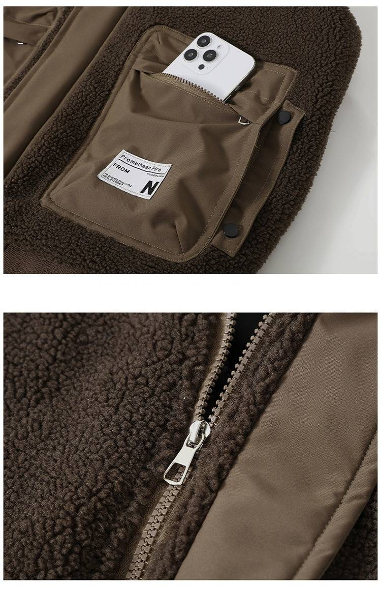 Gilet da uomo in pile con cappuccio, caldo, invernale, casual, da lavoro, con tasche - Nero, marrone, verde Moda alla moda_voghion.com