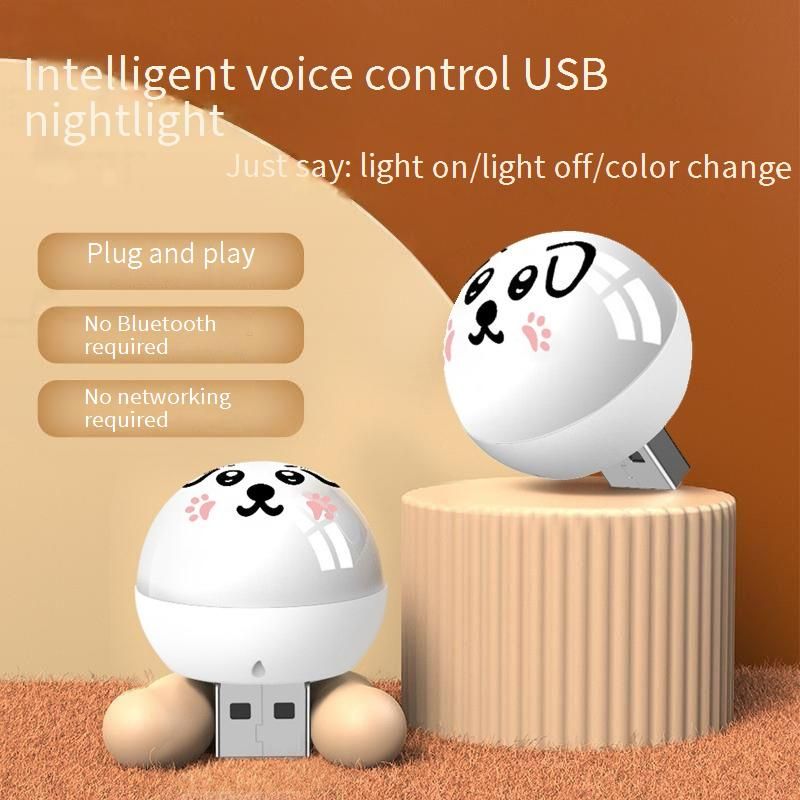 "Luce notturna intelligente a forma di panda con LED che cambia colore, attivata tramite comando vocale, lampada da scrivania portatile e carina per bambini e adulti"_voghion.com