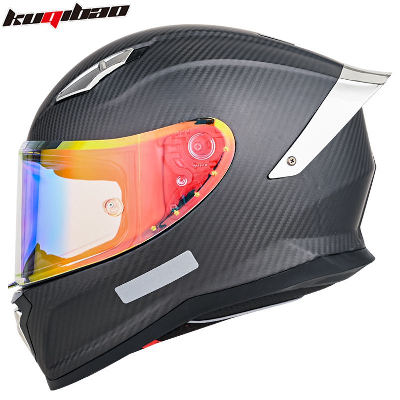 Casco de motocicleta de fibra de carbono KQIPOW: integral, tejido 3K/12K, con certificación DOT y 3C, ligero y de carreras para hombre y mujer._voghion.com