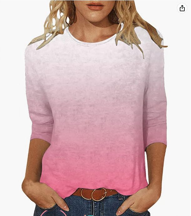 Women’s Casual Printed Blouse – Flowy 3/4 Sleeve Tunic Top (40+ Colors, Polyester Blend, Slim Fit & Breathable For Spring/Summer)_voghion.com