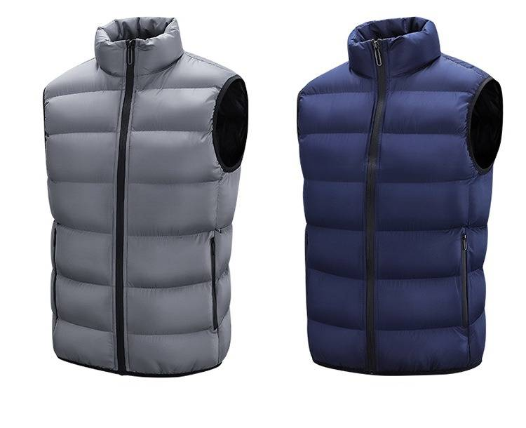Men's Quilted Puffer Vest - Trendy Lightweight Winter Sleeveless Jacket With Stand Collar (Grey/Black/Army Green/Navy) - Oversized Fit For Layering_voghion.com