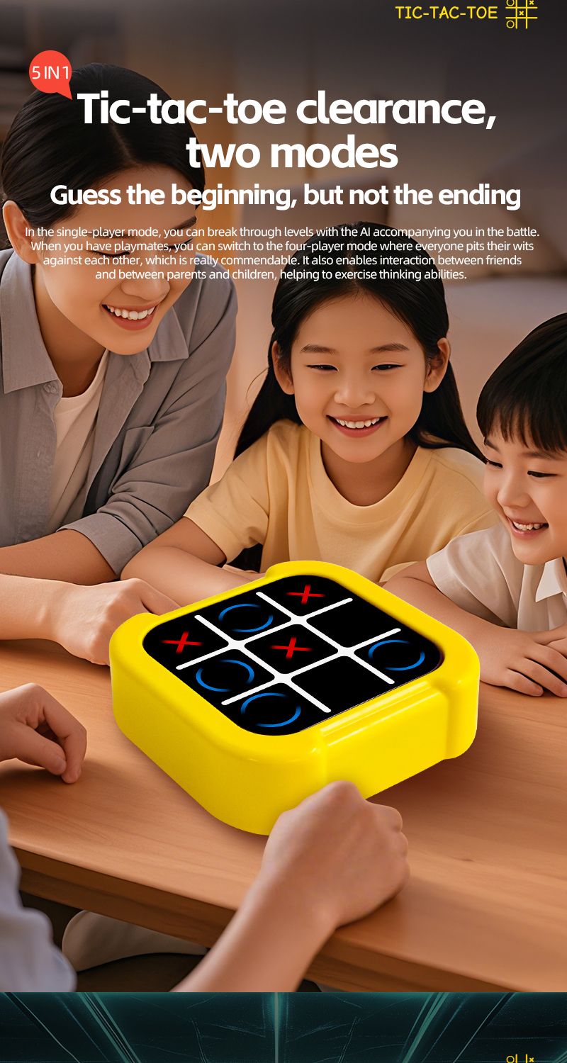 Juguete educativo infantil electrónico de tres en raya 5 en 1, juego de mesa para dos jugadores._voghion.com