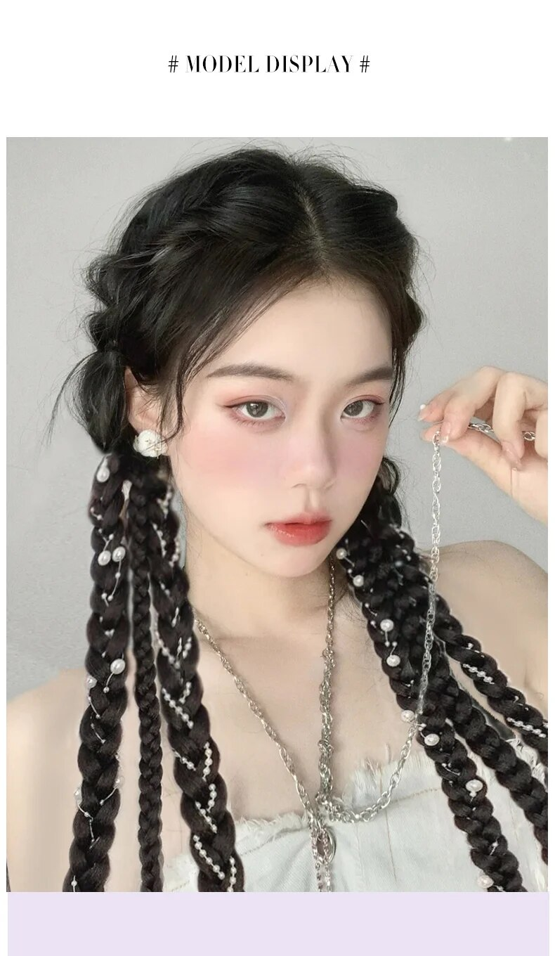 TALANG Trecce sintetiche da boxe Coda di cavallo per donna Elastico Twist Treccia Corda Elastico Accessori per capelli Resistente al calore_voghion.com