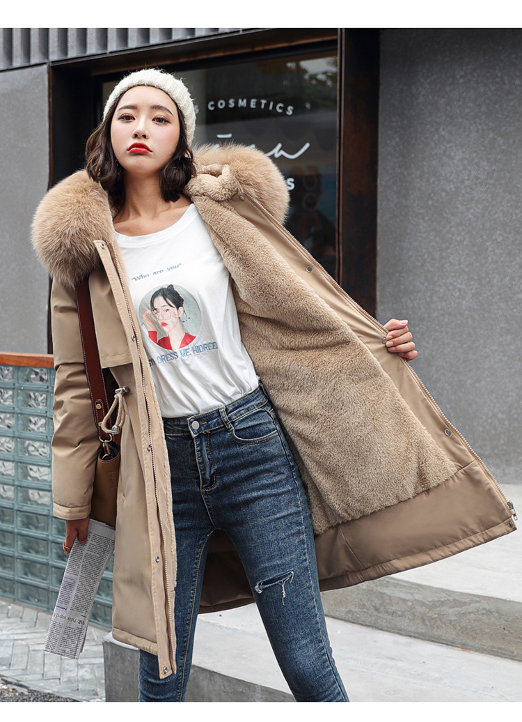 nuovo cappotto imbottito in cotone da donna, versione coreana, lunghezza media, ampio collo in pelliccia, fodera in velluto, soprabito, cappotto imbottito in cotone, trendy per le donne_voghion.com