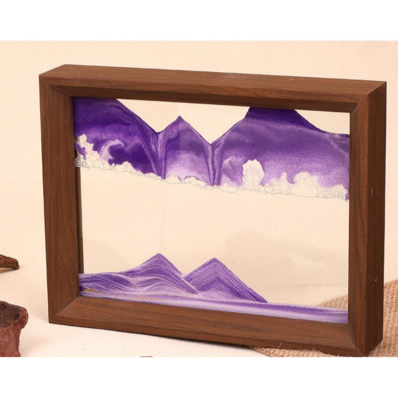 Solid Wood Photo Frame Painting Desktop Hourglass Gift Office Home 3D Quicksand Ornament Craft_voghion.com