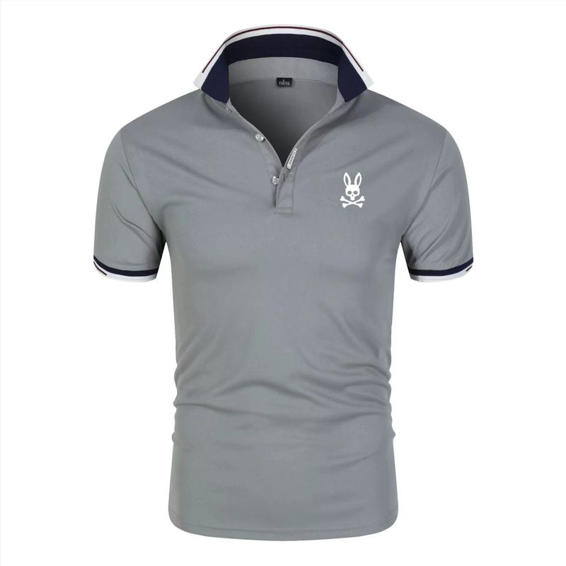 2023 summer men's cotton T-shirt lapel fashion short-sleeved polo shirt printed micro-standard ghost rabbit short-sleeved polo shirt_voghion.com