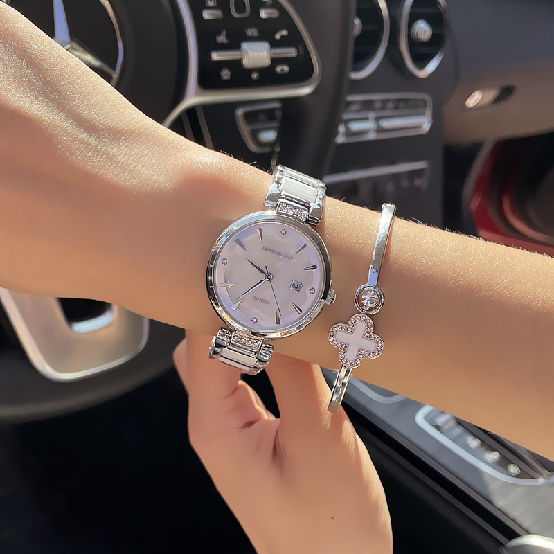 Orologio da donna con calendario e cintura impermeabile al quarzo minimalista in ceramica di nuova moda_voghion.com