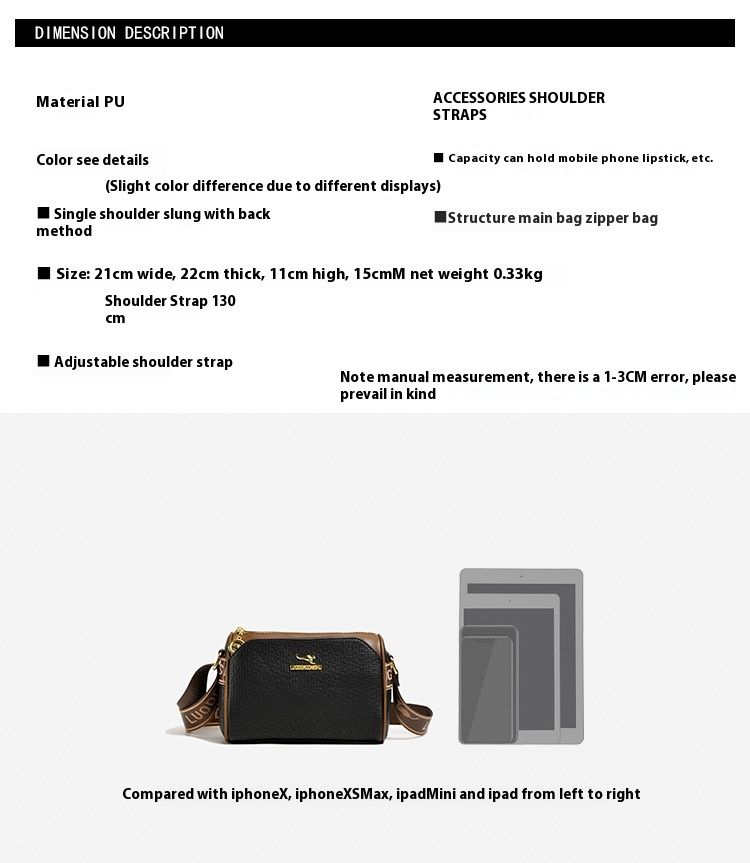 Borsa a tracolla singola con tracolla larga, casual, alla moda e alla moda, nuova, alla moda e alla moda, stile Boston, da donna_voghion.com