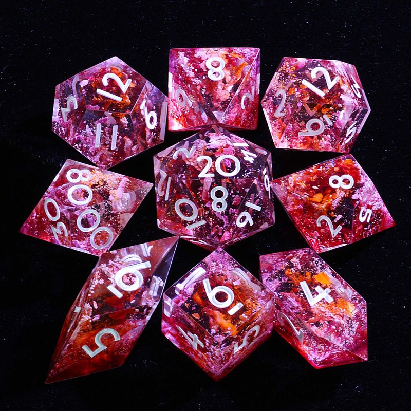 9 Polyhedral Dice D And D Set Crimson Osmosis For Dungeons Dragons RPG_voghion.com