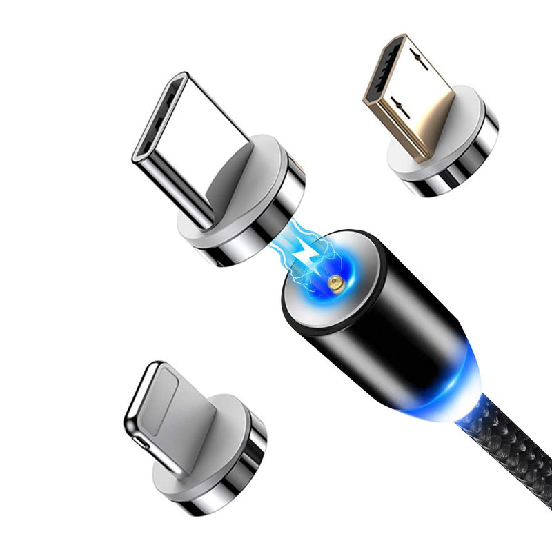 LED-Magnet-USB-Kabel, schnelles Laden, Typ-C-Kabel, Magnet-Ladegerät, Datenladung, Micro-USB-Kabel, Handy-Kabel, USB-Kabel_voghion.com