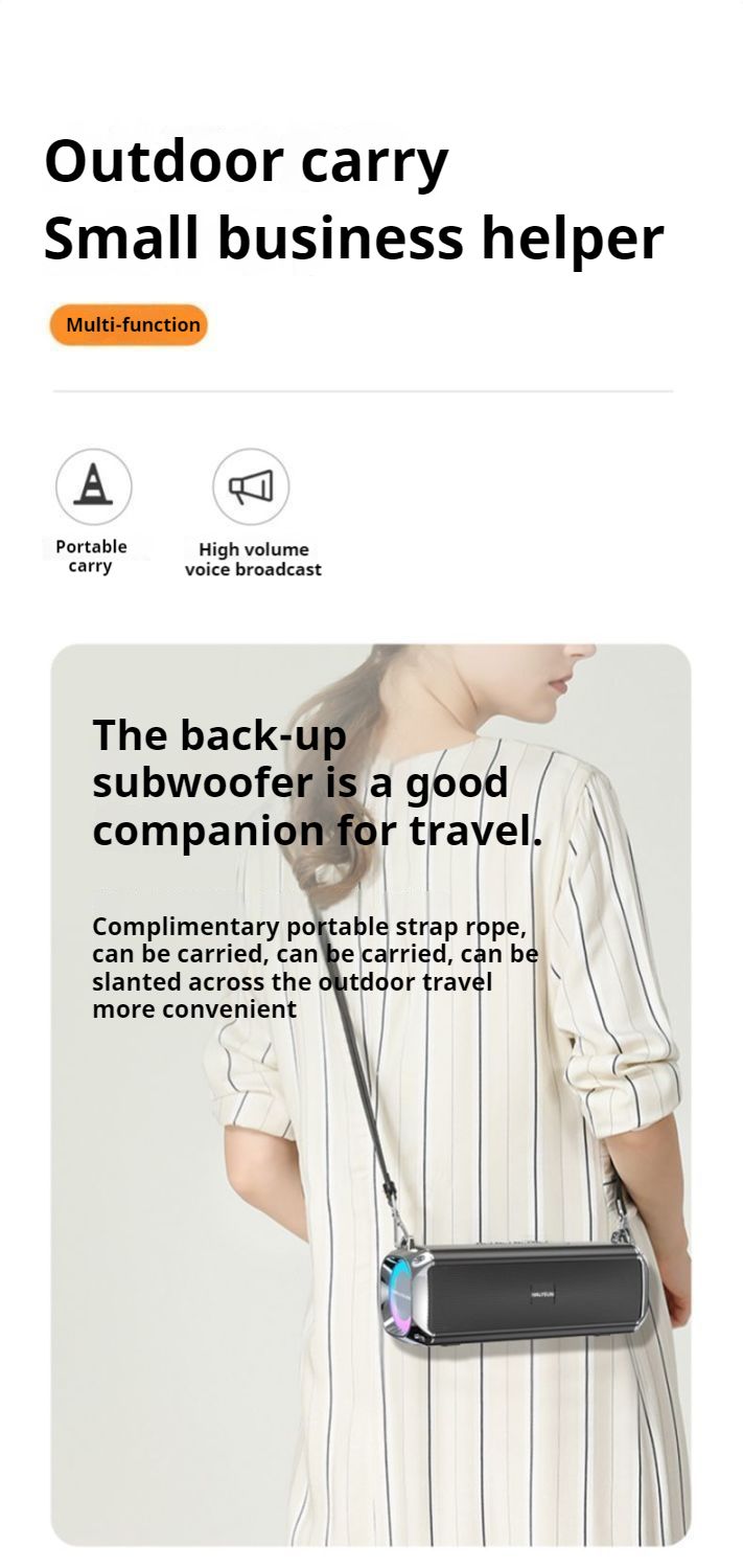 Enceinte Bluetooth portable 20 W avec basses puissantes et lumière colorée, stéréo surround, étanche, sans fil, caisson de basses, boombox, karaoké à domicile_voghion.com