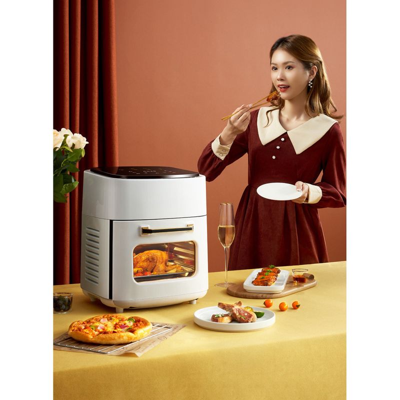 Friteuză inteligentă cu aer AirFrye, cuptor electric de mare capacitate cu trei straturi, mașină de grătar fără fum_voghion.com