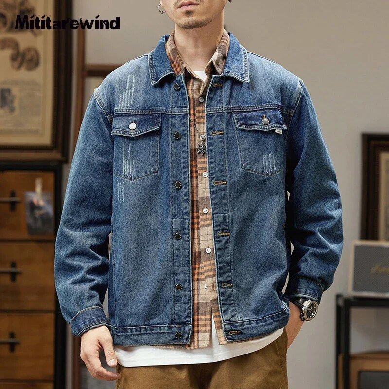 Plus Size 6XL 7XL Spring Autumn Denim Jacket Men Casual Streetwear Single Breasted Washed Denim Coat Male New in Outerwears_voghion.com