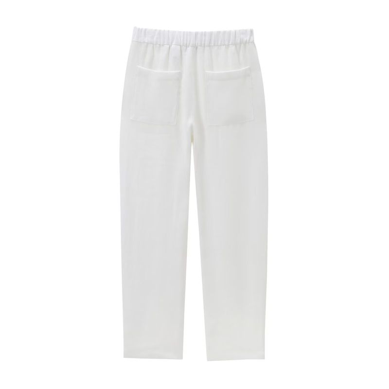Pijama de lino estilo chaleco para mujer, novedad de verano de 2024, pantalones tipo traje_voghion.com