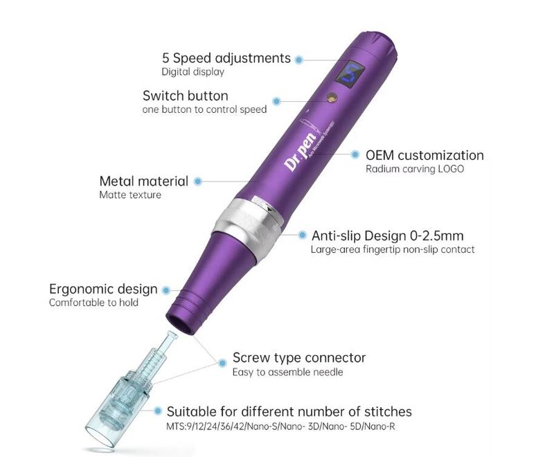 X5 Derma Microneedling Tool Mesotherapie Persönliche Hautpflege Dr Pen Needling Cartridges_voghion.com