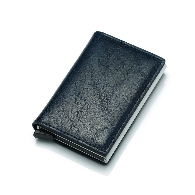 Nuevo Mini tarjetero para hombre, billeteras de fibra de carbono Rfid de cuero negro, Mini billetera delgada, monedero pequeño, monederos para hombre_voghion.com