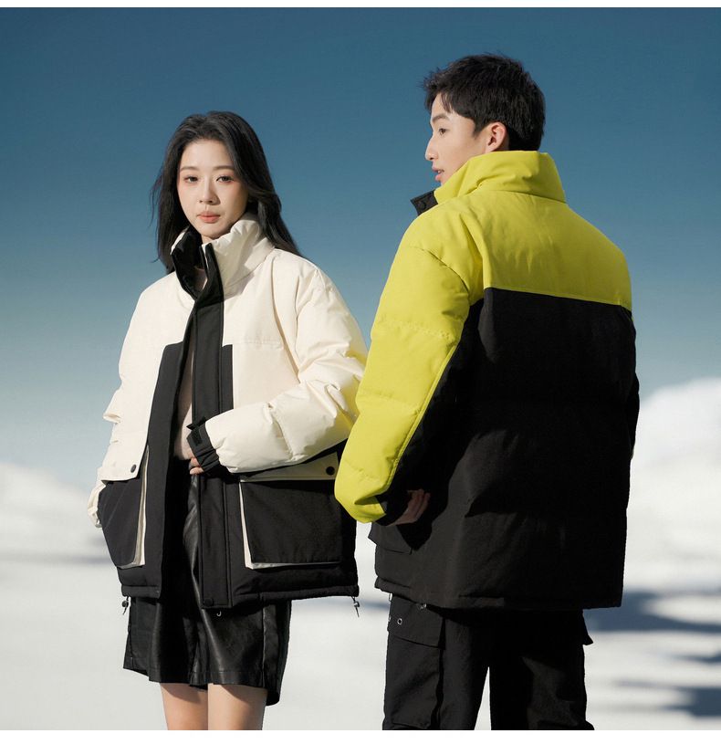 Unisex fashion trend, fashionable color matching, versatile white duck down jacket, youth casual warm jacket men_voghion.com