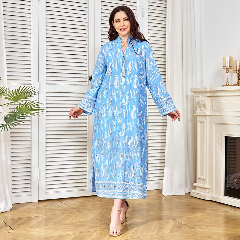New Beaded Robe Clothing Factory Long Muslim Ethnic Style Zhai Festival Dress_voghion.com